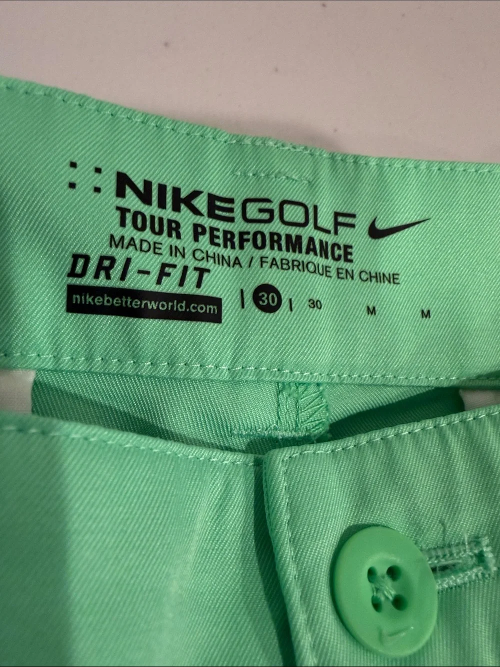 Nike Golf Tour Performance Dri-FIT Shorts Men's 30 Mint Green Performance Golf